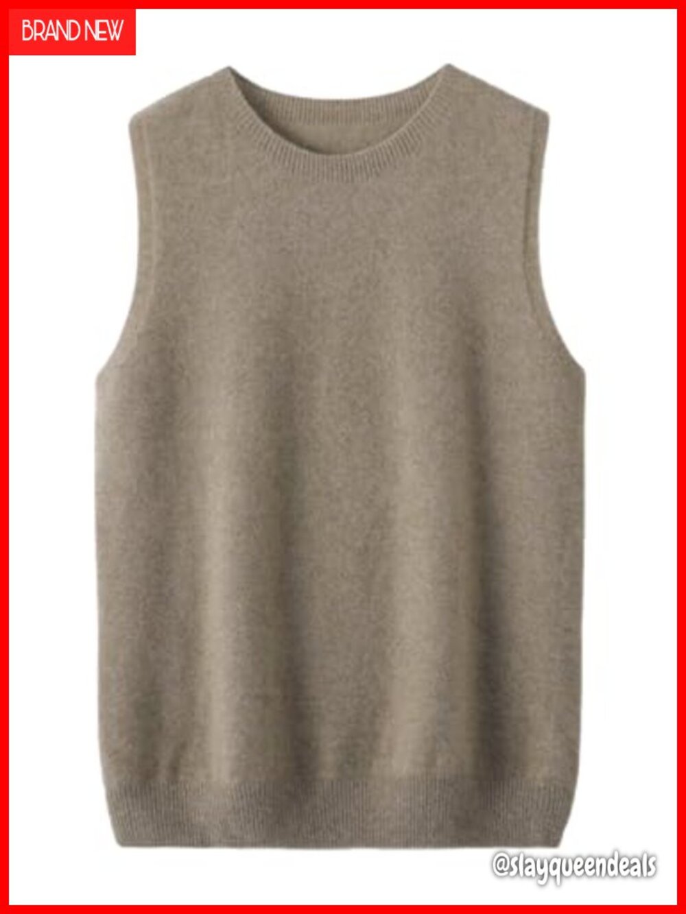 100% Wool Knit Sweater Vest Sleeveless Crew Neck Pullover Tank Top